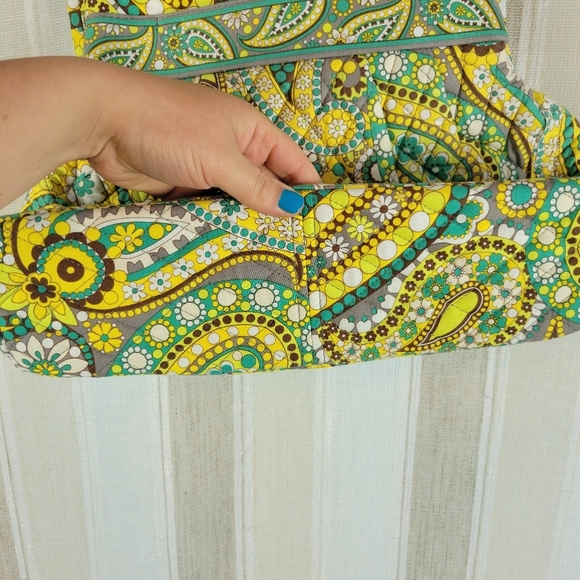 Vera Bradley Alice Lemon Parfait Handbag Purse‎ Snap Top Paisley Yellow Green - Picture 3 of 9